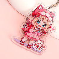 Porte-clés 3D en acrylique personnalisé, design sur mesure, promotionnel, avec logo personnalisé, mignon, kawaii, dessin animé, anime, paillettes transparentes