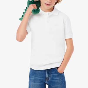 Polo enfant en coton uni minimaliste sans logo, finition soignée, tons neutres, broderie personnalisée, marque privée ou personnalisation scolaire - Product Image 2