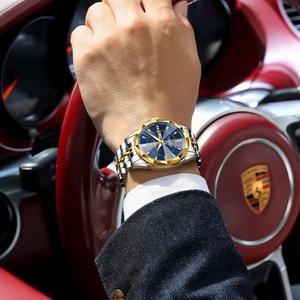 Poedagar 674 럭셔리 비즈니스 스테인레스 스틸 스트랩 남성 석영 시계 30M 방수 빛나는 달력 시계 남성용 - Product Image 6