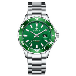 Reloj de Cuarzo para Hombre Bangwei, Esfera Verde, Correa de Acero Inoxidable, Resistente al Agua 10 Bar, Diseño Clásico - Product Image 1