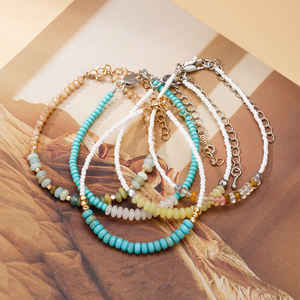 สร้อยข้อมือลูกปัดหินธรรมชาติทรงเหลี่ยมเล็กๆ สไตล์เกาหลี น่ารัก ประณีต ทำจากคริสตัลแท้ สำหรับผู้หญิง เสริมสร้างมิตรภาพ - Product Image 6