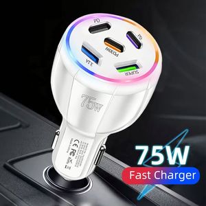 75W Universal Car Charger for Phone Fast Charging in Car 4 Port PD QC3.0 2 USB 2 Type-C Charge Adapter - Product Image 6