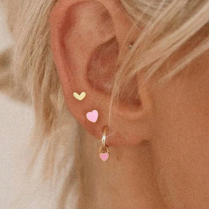 Juego de 3/4 Piezas de Aretes Minimalistas de Plata de Ley S925 con Zirconia Geométrica de Color y Esmalte para Mujer - Product Image 4