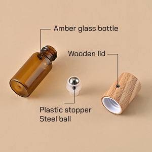 <span class=keywords><strong>Flacon</strong></span> roll-on en verre transparent ou ambré de luxe avec bouchon en bambou et couvercle en bois, 5ml, 10ml, 15ml, <span class=keywords><strong>vide</strong></span>, pour emballage d'huiles et de parfums - Product Image 6