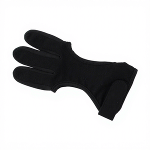Gant de tir à l'arc professionnel noir à 3 doigts, antidérapant, protection pour la corde du arc recurve - Product Image 3
