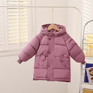 Ventes chaudes d'hiver, vestes à capuche pour adolescents, couleur unie, fermeture éclair, longs manteaux en duvet pour enfants, garçons et filles - Product Image 5