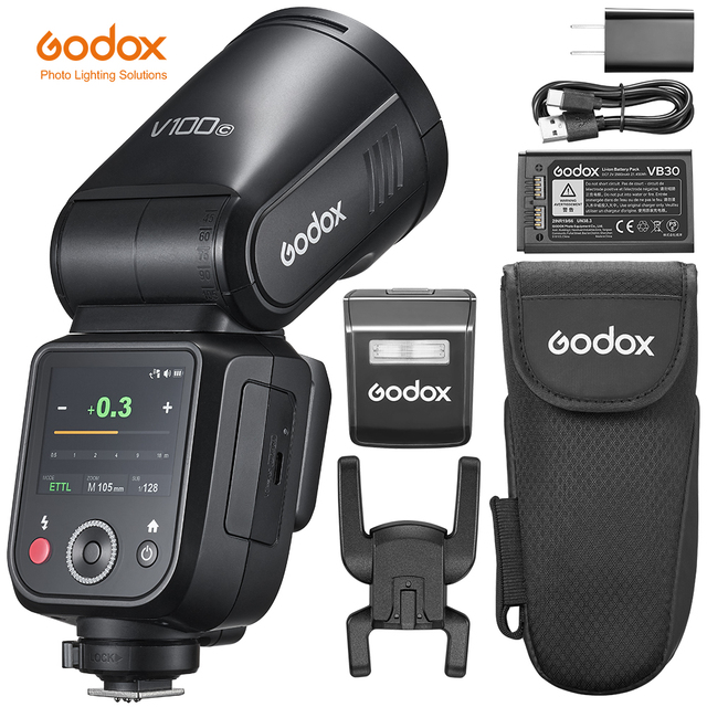 Local Stock Godox V100 Round Head Camera Flash Wireless Transmission Speedlite Flash for Canon Nikon Sony Fuji Olympus