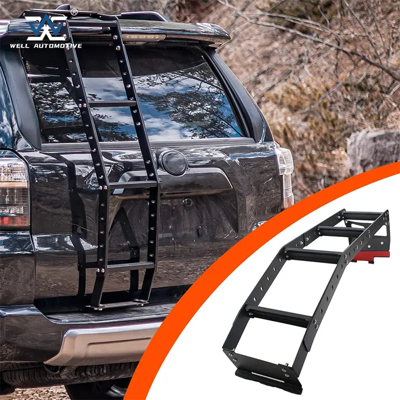 Hoge Kwaliteit Auto Achterklep Ladder Stalen Ladder Met Treden Zwarte Achterdeur Ladder Voor 4Runner 2010-2020