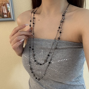 Kalung Choker Panjang Berlapis Perak dengan Manik-manik Gaya <span class=keywords><strong>Retro</strong></span> Y2K, Rantai Tulang Selangka Desain Kupu-kupu Budha, untuk Pemakaian Sehari-hari Wanita - Product Image 3