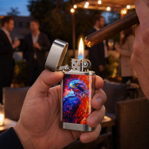 Briquet électrique rechargeable avec logo personnalisé, corps métallique dégradé, <span class=keywords><strong>atomiseur</strong></span> de parfum jetable standard européen - Product Image 5