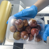 Versehoudende PVC-clingfilm tray-wikkel- en verzegelmachine voor supermarktvoedsel, fruit, groenten en vleesverpakkingen