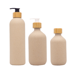 Envase Cosmético Biodegradable de Lujo Ecológico de 300 ml y 500 ml, Botella con Bomba para Champú y Loción de Paja de Trigo con Tapa - Product Image 1