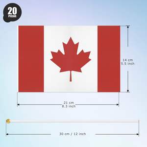 Paquete de 12 mini banderas de palo canadienses de 14X21cm de poliéster portátil para decoraciones de fiesta de <span class=keywords><strong>club</strong></span> de fútbol interior y exterior - Product Image 2