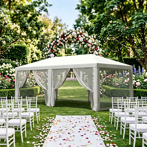 Tente Pop-Up 3x6m avec Cadre en Aluminium Robuste, Tissu Oxford, Filet de Protection, Imperméable, Sac de Transport, Idéale pour les Grandes Fêtes et Mariages - Product Image 3