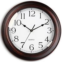 Jam Dinding Kuarsa Antik Tanpa Suara, Jam Gantung Analog Bulat 12 Inci, Jam Dekoratif Retro untuk Dapur Ruang Tamu