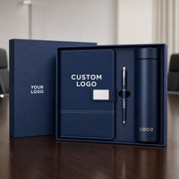 Ensemble Cadeau d'Affaires Tout-en-un Personnalisé : Journal en Cuir PU A5, Stylo, Gobelet Isotherme et Capuchon Tactile Intelligent avec Fermoir Argenté pour le Bureau