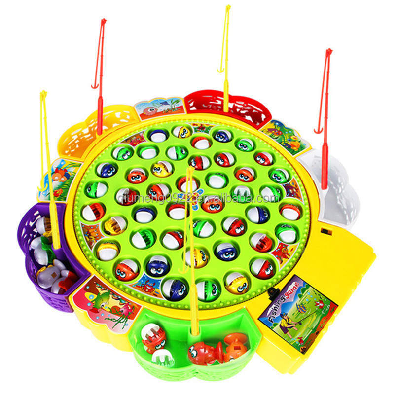 Electric Musical Rotating Fishing Toy Children Board Play Fish Game Magnetic Fish Outdoor Sports Educational Toys For Boys Girls