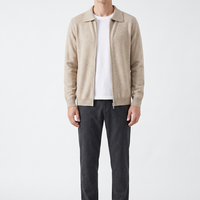 Veste en cachemire pour homme, fermeture éclair intégrale, col à revers, style business décontracté, tenue de bureau, automne-hiver, tricot chaud