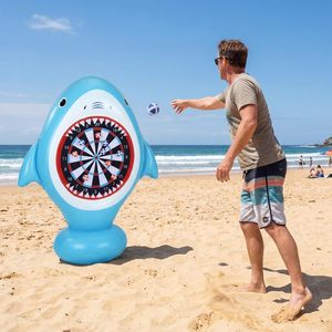 Shark-themed <b>Inflatable</b> Pool Dartboard <b>Game</b> with Sticky Darts - Product Image 4