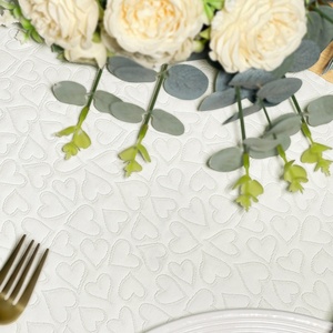 Màu hồng ngà màu be không dệt màu rắn trái tim Jacquard tình yêu bảng Á hậu cho ngày kỷ niệm ngày cưới của mẹ - Product Image 4