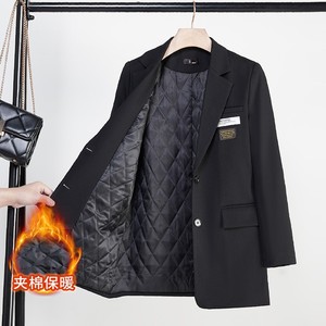 Women's Cotton-<b>Lined</b> Thick Suit <b>Coat</b> Mid-Length Loose Windproof Autumn Winter Wear - Product Image 1