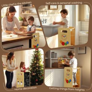 Tour d'apprentissage Montessori multifonctionnelle et écologique en bois, réglable, <span class=keywords><strong>pour</strong></span> tout-petits, aide <span class=keywords><strong>de</strong></span> cuisine, marchepied <span class=keywords><strong>pour</strong></span> enfants - Product Image 4