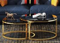 Série Luxe Moderne, Table Basse, Ensemble de Tables Basses Rondes Créatives Luxe Léger pour Salon