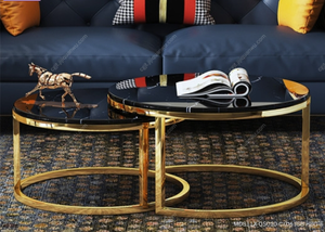 Série Luxe Moderne, <span class=keywords><strong>Table</strong></span> <span class=keywords><strong>Basse</strong></span>, Ensemble de Tables Basses Rondes Créatives Luxe Léger pour Salon - Product Image 3