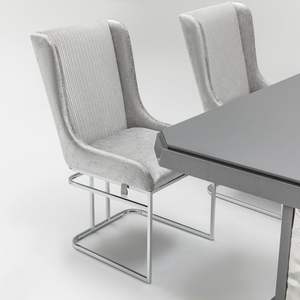 Silla de Comedor Gris de Lujo Zarafet, Moderna, Tapizada, con Estructura de Acero Inoxidable, Muebles para el Hogar - Product Image 3