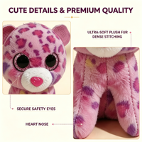Portachiavi Peluche Leopardo Rosa con Grandi Occhi Morbidi, Bambola Animale Imbottita da 4 Pollici, Premio per Macchine Arcade nei Centri Commerciali, Fornitore Diretto, Disponibile in Magazzino
