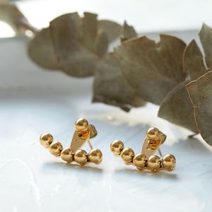 Pendientes de Bola Redonda Estilo Francés, Chapados en Oro, de Acero Inoxidable, con Diseño de Bola Pequeña, Modernos, para Fiesta - Product Image 5