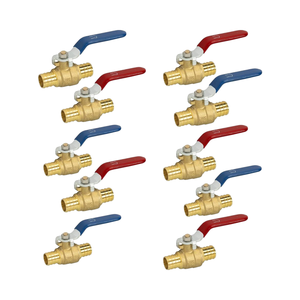 Hourleey 10-mảnh 3/4 inch <span class=keywords><strong>pex</strong></span> Brass đầy đủ cổng đóng van bi nóng/lạnh quý lần lượt nước dừng tắt 1 mảnh mỗi Màu Đỏ màu xanh - Product Image 1