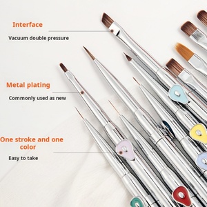 New Beauty <b>Round</b> Head Nail <b>Brush</b> High-quality Metal Pen Holder Supports logo Customization Nail Supplier - Product Image 3