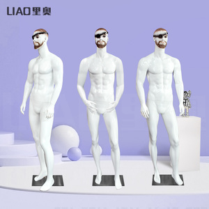 Maniquí Masculino de Fibra de Vidrio Blanco con Maquillaje Realista, para Exhibición en Escaparates de Moda Masculina - Product Image 1
