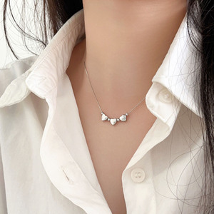 Collar de Cadena con Cuentas de Corazón de Plata Pura S925, Cadena de Serpiente Delicada para Mujer, Estilo Elegante - Product Image 5