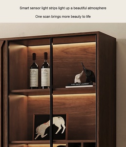 <span class=keywords><strong>JYN</strong></span> Petite armoire à vin en bois massif Armoire de décoration de rangement rétro Armoire sur pied pour salon TV - Product Image 4