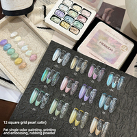 ODM OEM Gel de transfert pour plaque en acier, gel satiné perlé 12 grilles, gel jacquard, gel pour effet œil de chat, fournitures professionnelles pour salon de manucure