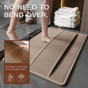 Alfombra de baño Sally rectangular de fibra de poliéster absorbente, antideslizante, de secado rápido, diseño minimalista para el suelo del baño - Product Image 5