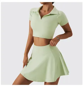 Falda DE TENIS deportiva para mujer, chándal con bolsillos, volantes, Golf, correr, Fitness, Falda corta fluida de secado rápido con pantalones cortos deportivos - Product Image 4