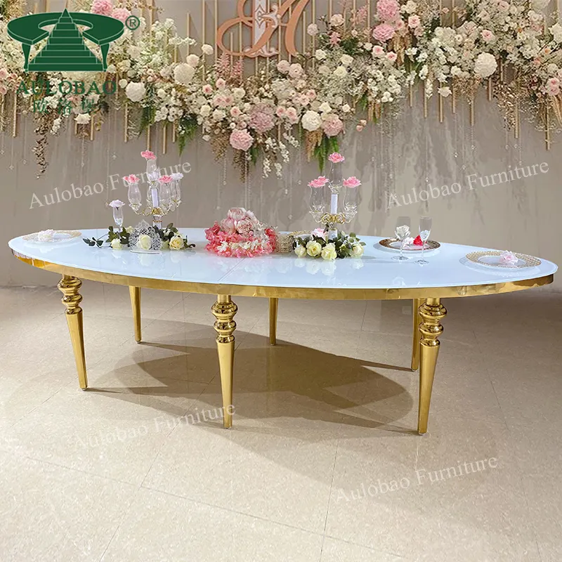 Hochzeits zeremonie verwendet Luxus Edelstahl Basis Spiegel Glasplatte Hochzeit Event Tisch