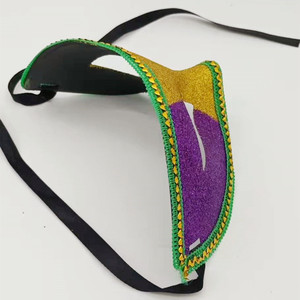 Máscara Veneciana de Fiesta con Brillantina Morada, Dorada y Verde, Máscara de Halloween, Disfraces, Máscaras de Mardi Gras, Accesorio para Hombre - Product Image 3