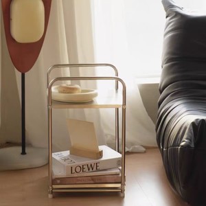 Étagère de rangement minimaliste en acier inoxydable à 2 niveaux, unité de rangement mobile <span class=keywords><strong>pour</strong></span> cuisine et salle de bain, table d'appoint - Product Image 1