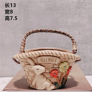 Panier à fleurs en céramique portable lapin Nouveau design pour jardin ou extérieur pour plante succulente ou fleur panier de fleurs sur le thème de Pâques - Product Image 2
