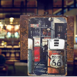 Letreros de Hierro para el Número... Letrero Metálico <span class=keywords><strong>Vintage</strong></span> de la Gasolinera de la Carretera 66 para la Tienda de la Gasolinera. 12*18 pulgadas - Product Image 2