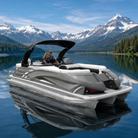 Bateau ponton en aluminium soudé de 22 pieds, 12 places, pont large et stable, clôture de sécurité, plancher antidérapant, homologué CE, pour fêtes en famille, croisières sur le lac