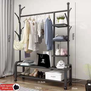 Wholesale New Design Clothes <strong>Rack</strong> <strong>Coat</strong> Hanger Stand Stainless Steel Clothes Drying <strong>Rack</strong> Bag Shoes Storage Hat Hanging <strong>Shelf</strong> - Product Image 5