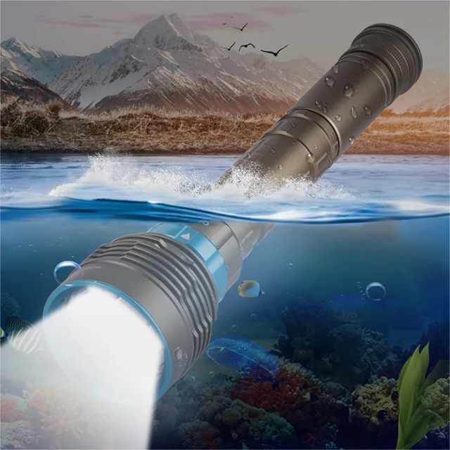 IPX8 Waterproof Diving Flashlight 5000 Lumen Underwater L2 LED Dive Torch Scuba Diving Flashlight Torch Emergency Camping