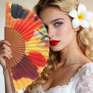 พัดไม้เหล็กคุณภาพสูง สีไม้เข้ม ขนาด 23 ซม. พัดพับได้ ของขวัญ ของพรีเมียม งานฝีมือ พัดมือ รับสั่งทำตามแบบ - Product Image 6