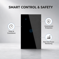 Interrupteur intelligent Wi-Fi pour chauffe-eau, haute puissance, avec minuterie, compte à rebours, programmation cyclique, démarrage instantané et protection contre les surintensités