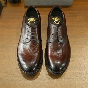 Zapatos de cuero casuales de negocios para hombre - zapatos de cuero vacuno con punta redonda, lavados y con efecto desgastado, zapatos de vestir y Oxfords de cuero hechos a mano - Product Image 6